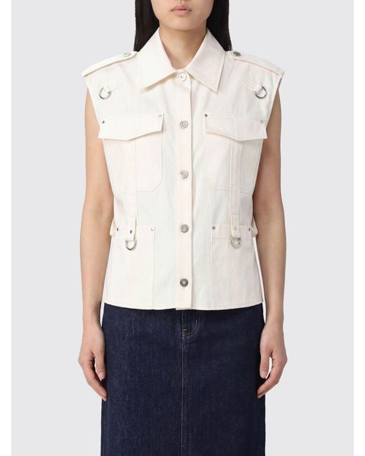 DURAZZI MILANO White Sleeveless Cotton Shirt With Epaulettes And Metal Ring