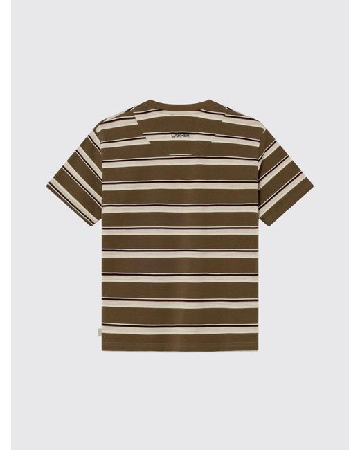 Carrera Brown Striped Cotton Crewneck T-Shirt With Embroidered Logo for men