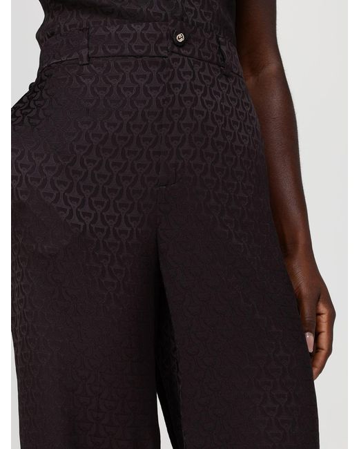 Gucci Black Silk Wide-Leg Trousers With Horsebit Motif
