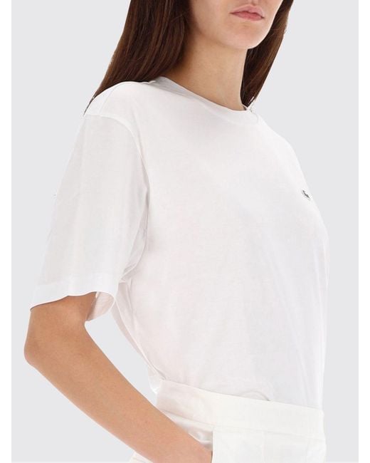 Camiseta De Algodón Con Logo Lacoste de color White