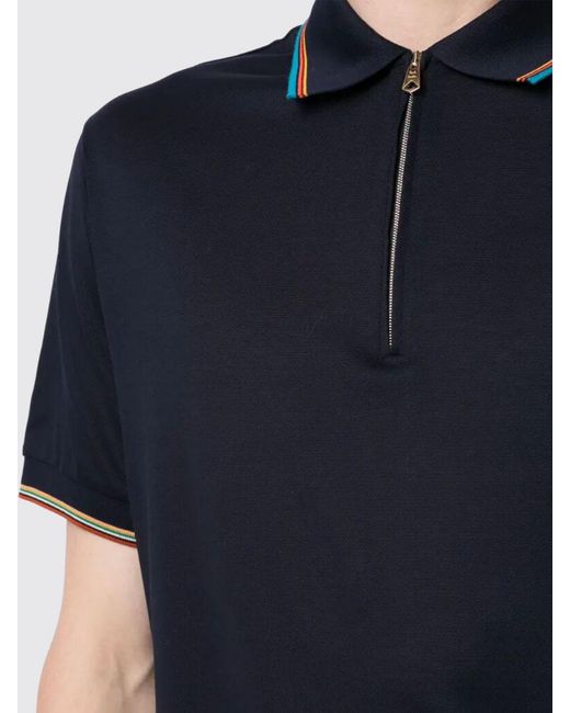 Paul Smith Blue Cotton Polo Shirt With Contrast Trims for men