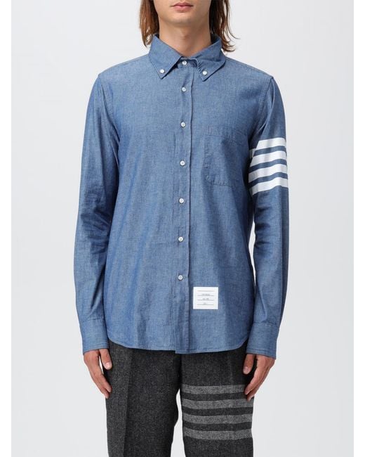 Thom Browne Blue Cotton Shirt for men