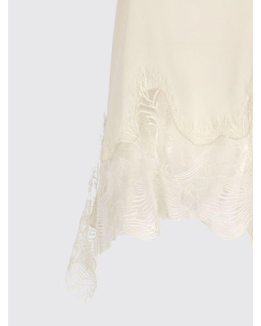 Fabiana Filippi White Silk Blend Top With Lace Insert