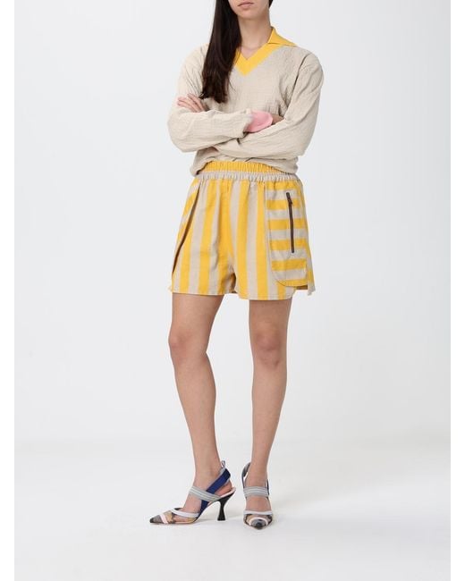 Fendi White Striped Cotton Shorts