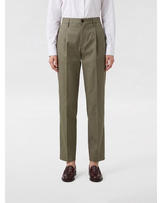 Aspesi Green Mid-Rise Skinny Cotton Trousers With A Slim Fit