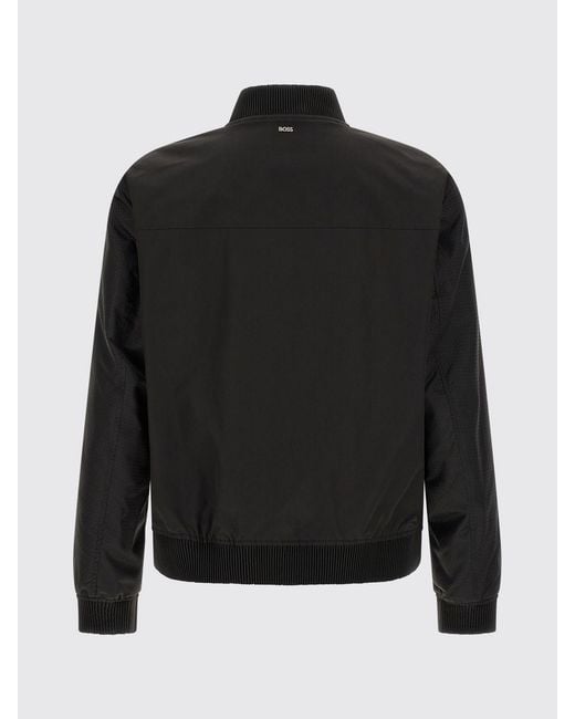 Boss Black Technical Fabric Varsity Bomber Jacket With Button Closure for men