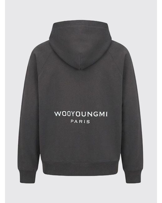 Wooyoungmi Gray Slim Fit Cotton Hoodie With Drawstring And Kangaroo Pocket for men