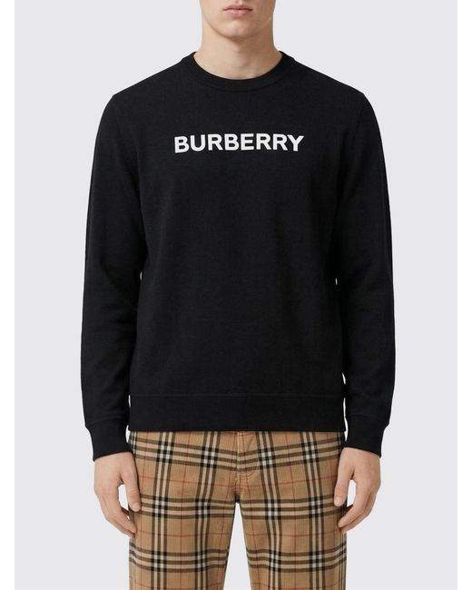 Burberry Black Cotton Crew-Neck Sweatshirt With Logo for men