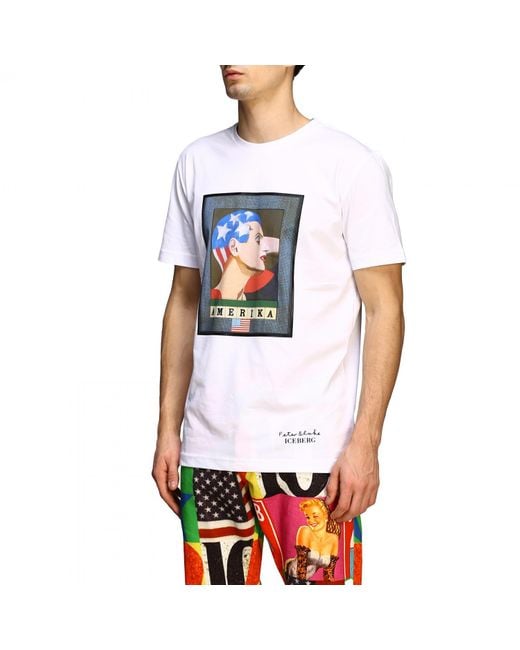 Iceberg X Peter Blake T-Shirt Mit Amerika-Print in White für Herren