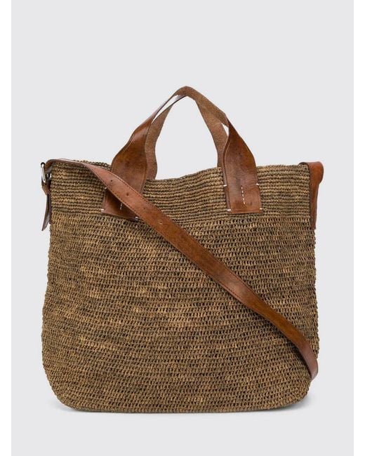 IBELIV Brown Mety Crocheted Raffia Tote Bag