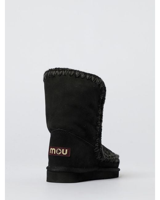 Mou Black Flat Ankle Boots