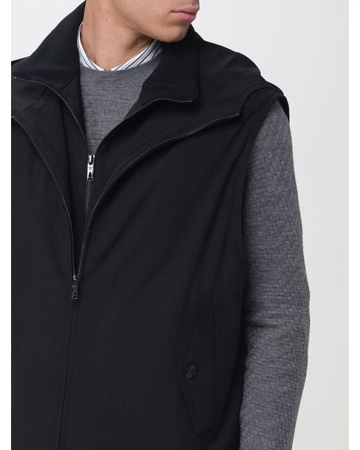 Emporio Armani Blue Virgin Wool Hooded Vest for men