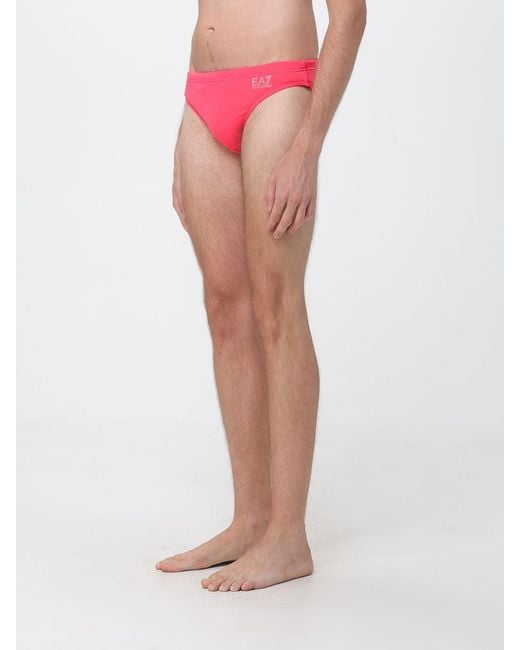 EA7 Pink Polyester Brief Swimsuit for men