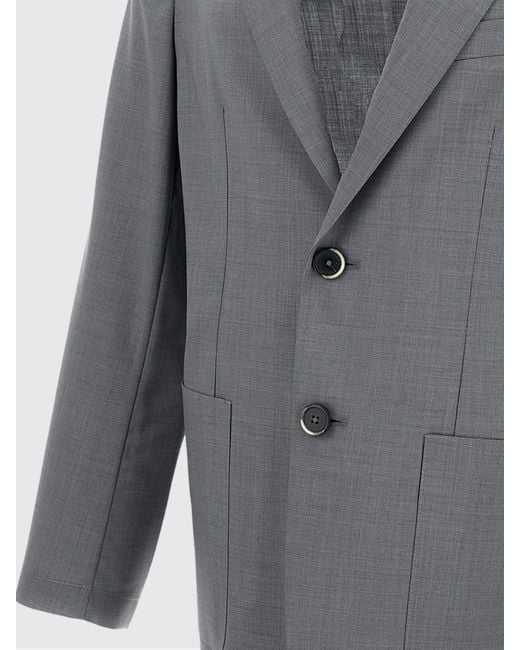 Barena Gray Single-Breasted Virgin Wool Blazer for men