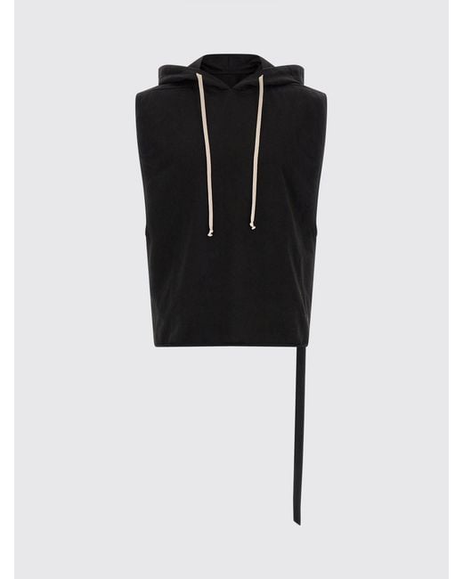 Rick Owens Black Cotton Hoodie for men