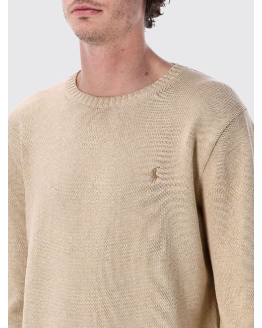 Polo Ralph Lauren Natural Cotton Crew-Neck Pullover With Logo for men