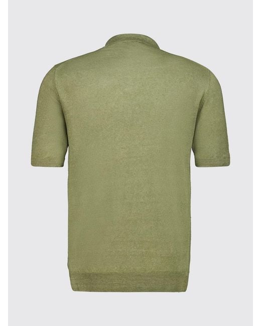Polo Basic di 120% Lino in Green da Uomo