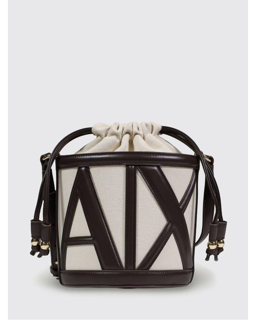 ARMANI EXCHANGE Black Canvas And Faux Leather Bucket Bag