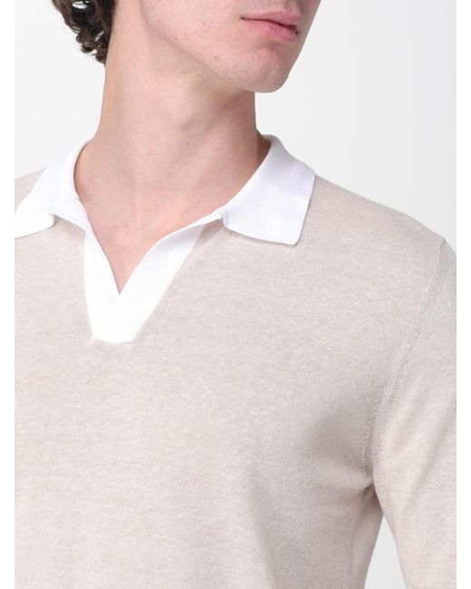 Eleventy White Linen And Cotton Polo Shirt for men