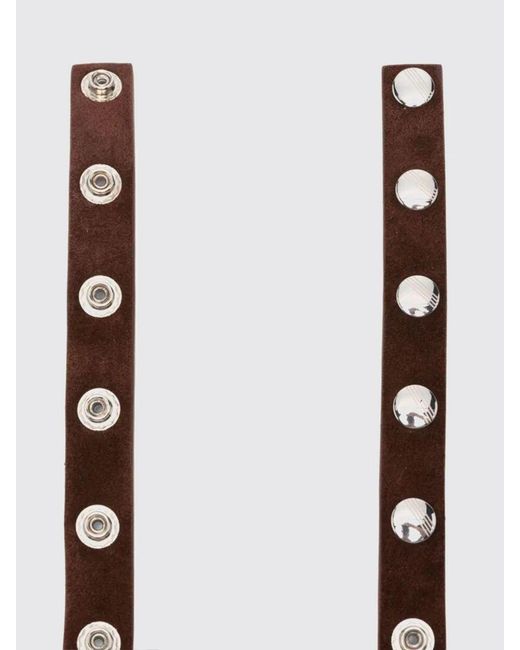 The Attico White Studded Suede Leather Belt