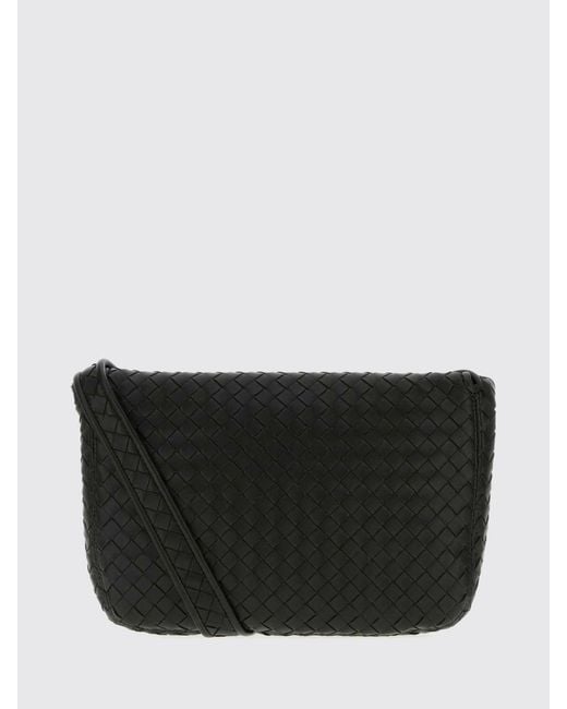 Bottega Veneta Black Intrecciato Woven Nappa Leather Messenger Bag for men