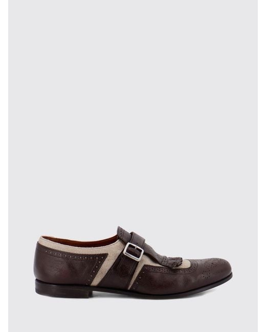 Church's White Bicolor Leather And Canvas Brogue Monk Strap Shoes for men