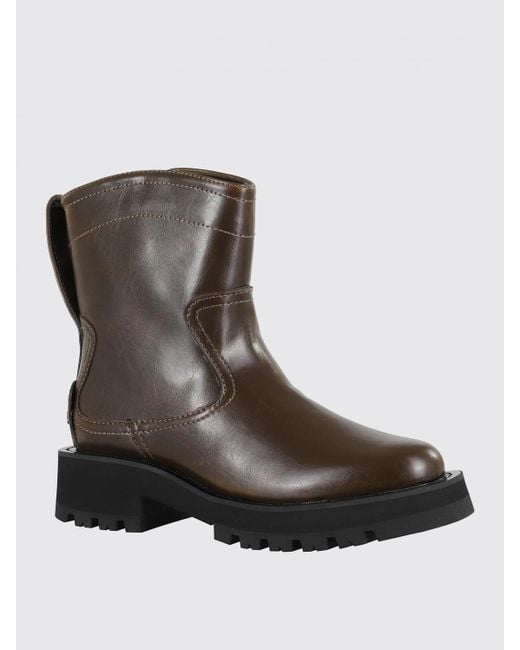 Ganni Brown Studs Low Boot Crinkle