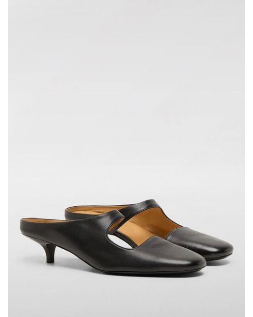 Marsèll Black Leather Kitten Heel Mules Cutout Detail