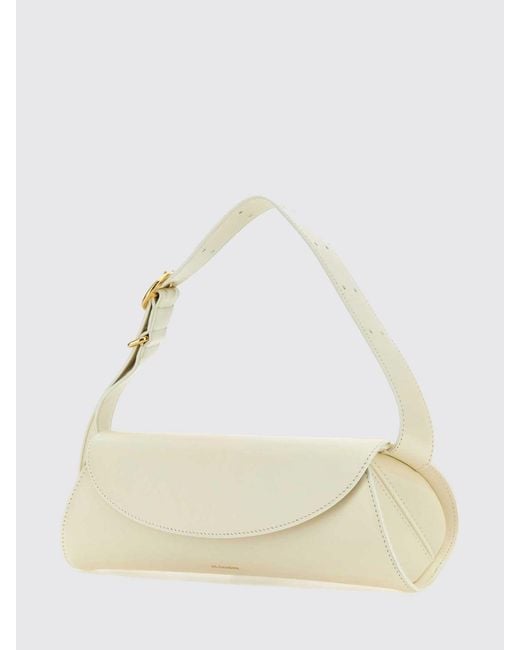 Jil Sander Natural Small Cannolo Smooth Calfskin Leather Shoulder Bag