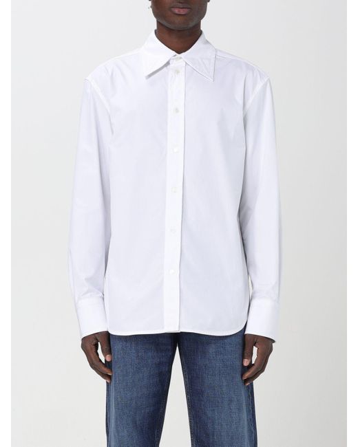 Camicia in cotone con cuciture superiori di Bottega Veneta in White da Uomo