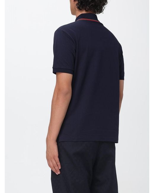 Gucci Blue Short-Sleeved Cotton Polo With Web Detail And Contrast Trim for men