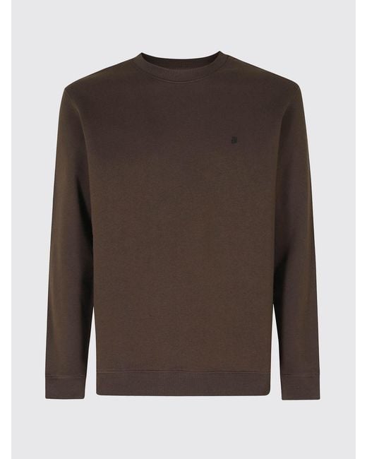 Dondup Brown Cotton Crewneck Jumper With Contrast Logo for men