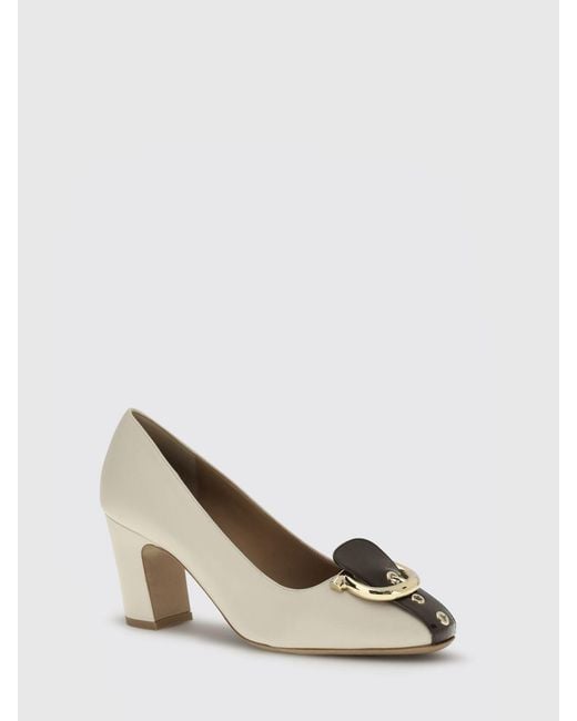 Ferragamo Natural Gancini Leather Pumps