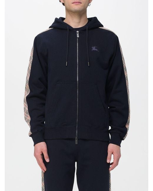 Burberry Blue Cotton Sweatshirt With Logo for men