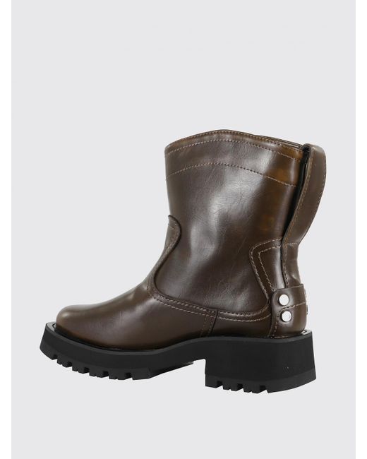 Ganni Brown Studs Low Boot Crinkle
