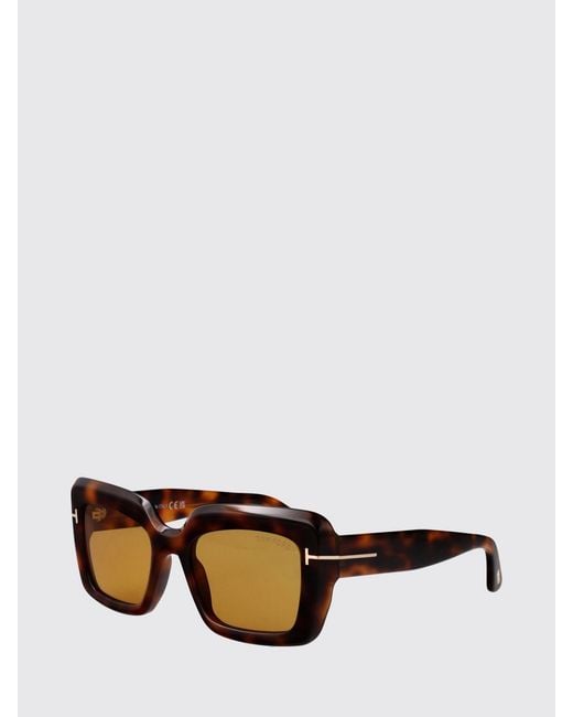 Tom Ford White Rectangular Cat-Eye Acetate Sunglasses