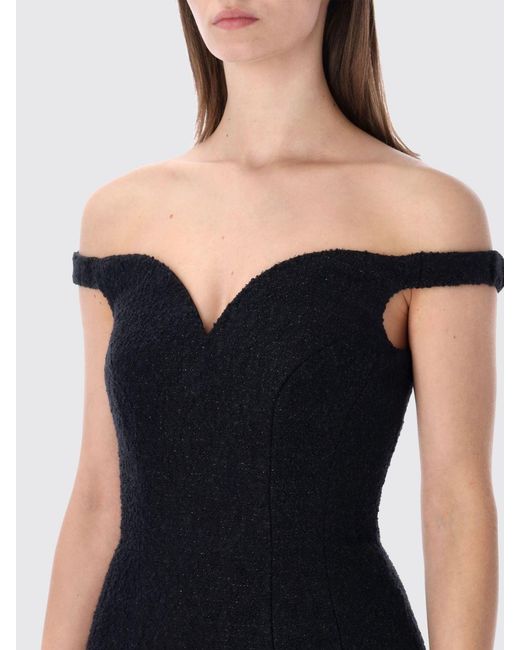 Self-Portrait Black Wool Blend Mini Dress
