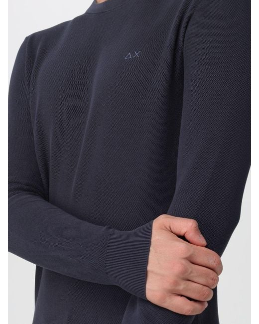 Sun 68 Blue Cotton Crew Neck Pullover for men