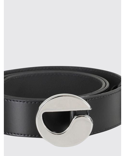 Coperni White Leather Belt With Adjustable Metal Monogram Buckle