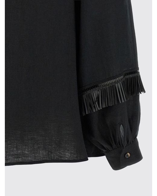 Kiton Blue Linen Shirt With Fringes