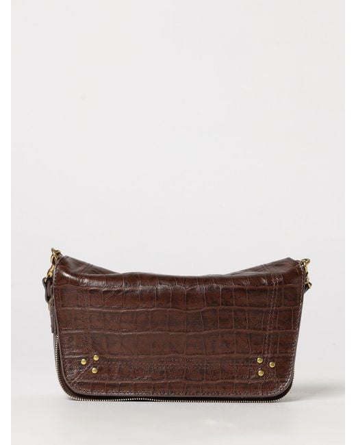 Jérôme Dreyfuss Brown Bobi Small Croc-Embossed Leather Crossbody Bag
