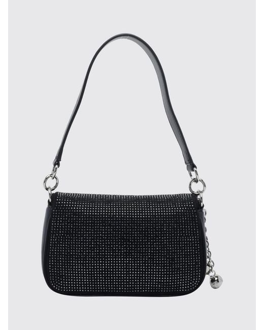 Liu Jo Black Small Polyester Shoulder Bag With Crystals And Decorative Charm