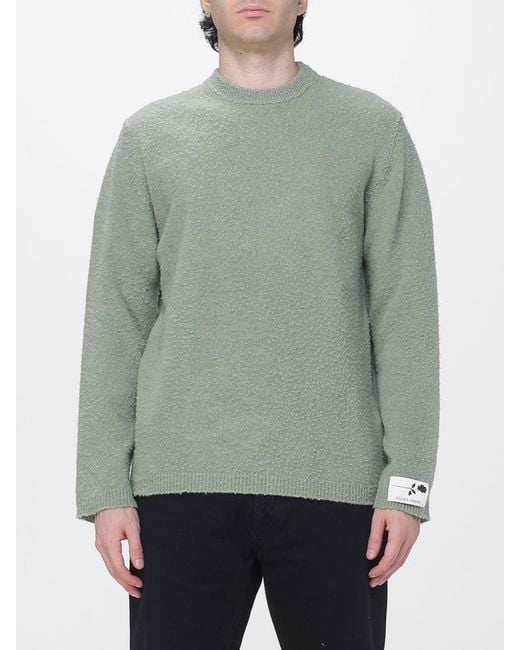 Golden Goose Deluxe Brand Green Pure Virgin Wool Crewneck Jumper With Ribbed Trims for men