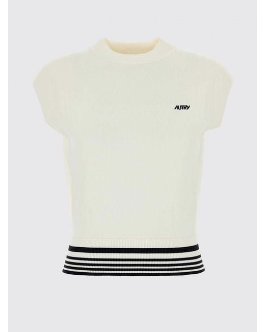 Autry Blue Stretch Viscose Top With Logo