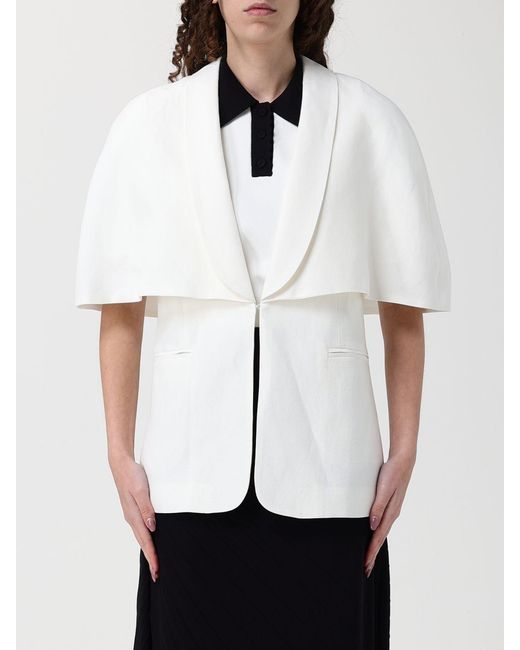 Twinset White Viscose Blend Cape Blazer