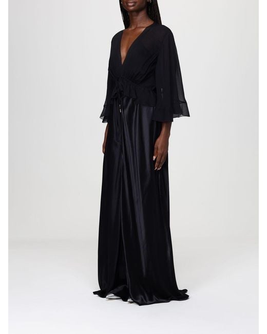 Alberta Ferretti Black Long Satin Dress