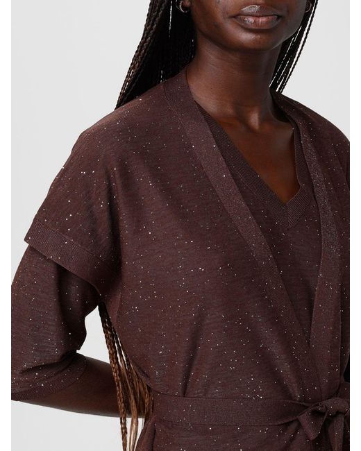 Kangra Brown Viscose Blend Cardigan With Sequins