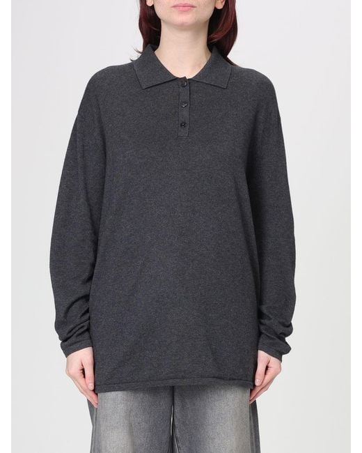 Lisa Yang Gray Cotton And Cashmere Polo Shirt