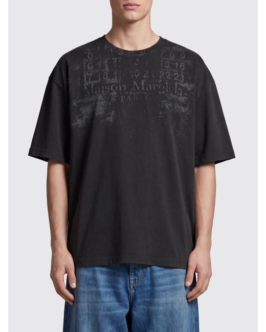 Maison Margiela Black Relaxed Fit Cotton T-Shirt With Numeric Logo for men