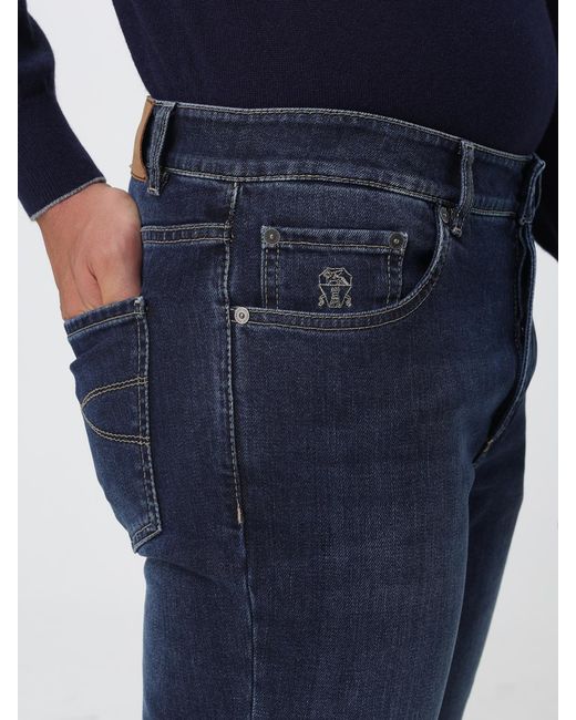 Brunello Cucinelli Blue Mid-Rise Straight Fit Jeans for men